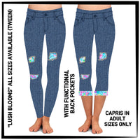 PK1B - Lush Blooms Leggings & Capris with High Side Pockets - Preorder ETA: Early July