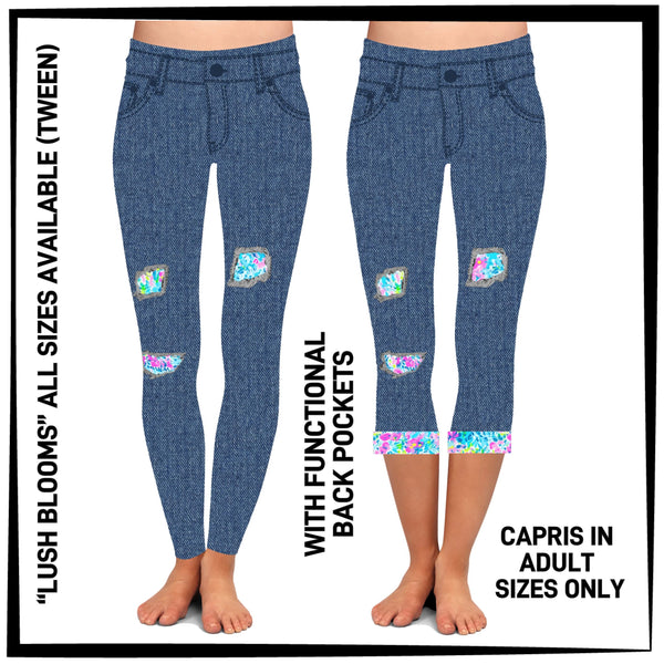 PK1B - Lush Blooms Leggings & Capris with High Side Pockets - Preorder ETA: Early July