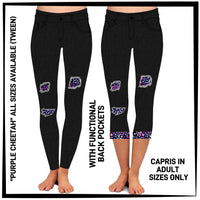 PK1B - Purple Cheetah Leggings & Capris with High Side Pockets - Preorder ETA: Early July