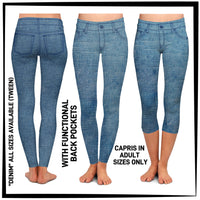 PK1B - Denim Leggings & Capris with High Side Pockets - Preorder ETA: Early July