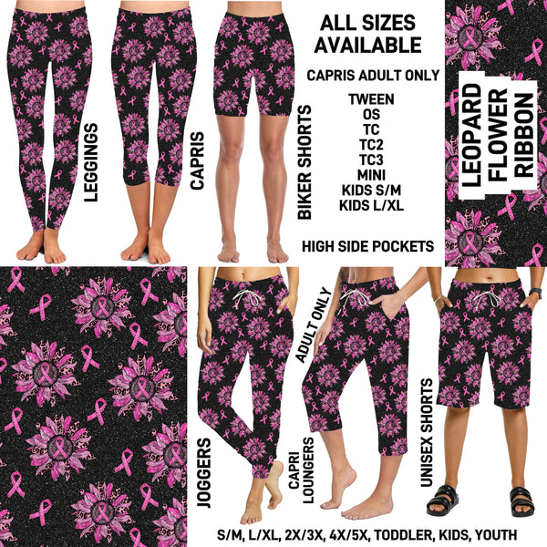 232BT - Leopard Flower Ribbon Biker/Capris/Leggings with High Side Pockets - Preorder ETA: Mid-Nov