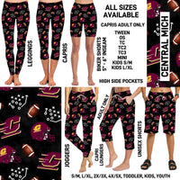 C1FT - Central Mich Biker/Capris/Leggings with High Side Pockets - Preorder ETA: Mid-July