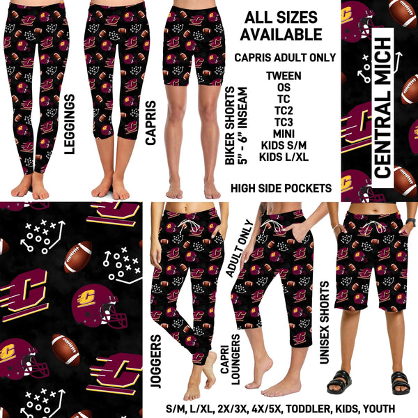 C1FT - Central Mich Biker/Capris/Leggings with High Side Pockets - Preorder ETA: Mid-July