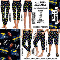 C1FT - Wolv Football Biker/Capris/Leggings with High Side Pockets - Preorder ETA: Mid-July