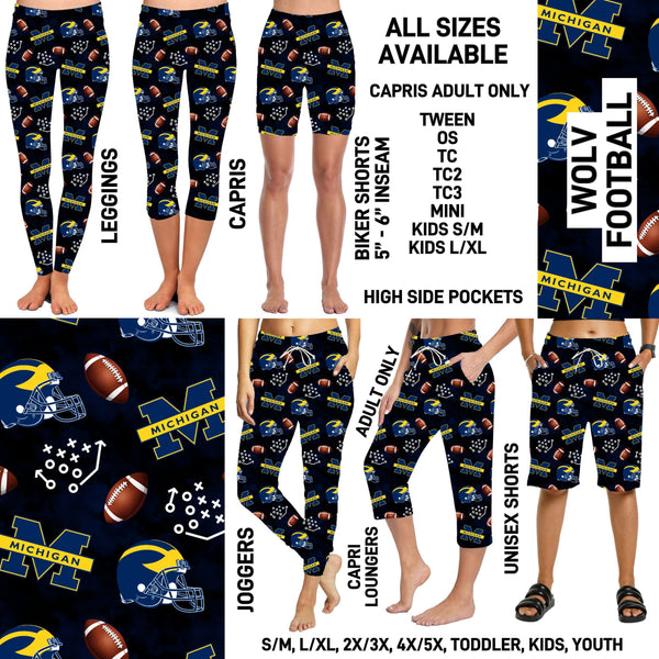 C1FT - Wolv Football Biker/Capris/Leggings with High Side Pockets - Preorder ETA: Mid-July