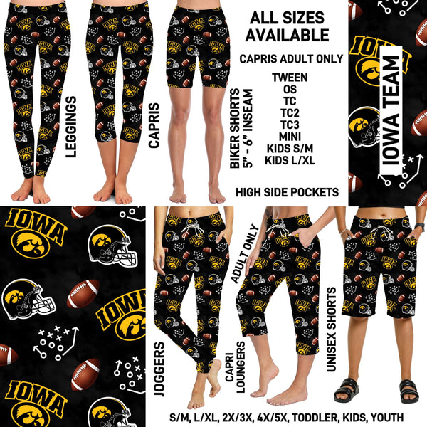 C1FT - Iowa Team Biker/Capris/Leggings with High Side Pockets - Preorder ETA: Mid-July