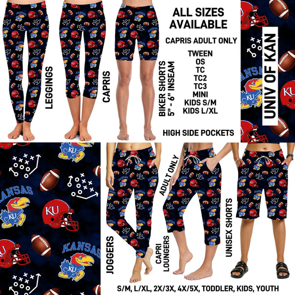 C1FT - Univ of Kan Biker/Capris/Leggings with High Side Pockets - Preorder ETA: Mid-July