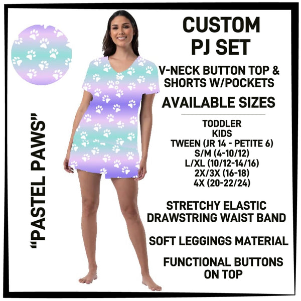 BT1P - Pastel Paws V-Neck Button Pajama Set - Preorder ETA: Mid-July