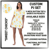 BT1P - Sweet Chicks V-Neck Button Pajama Set - Preorder ETA: Mid-July