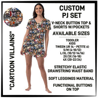 BT1P - Cartoon Villains V-Neck Button Pajama Set - Preorder ETA: Mid-July