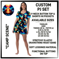 BT1P - Camp Scene V-Neck Button Pajama Set - Preorder ETA: Mid-July