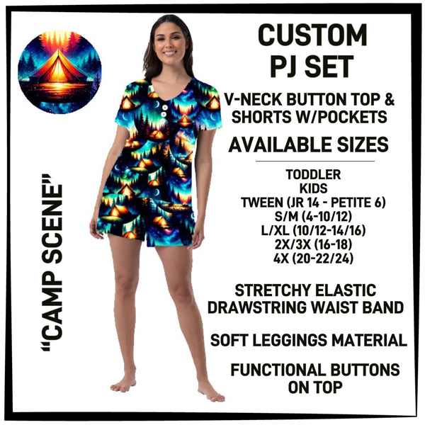 BT1P - Camp Scene V-Neck Button Pajama Set - Preorder ETA: Mid-July