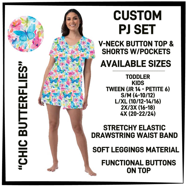 BT1P - Chic Butterflies V-Neck Button Pajama Set - Preorder ETA: Mid-July