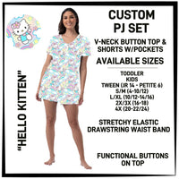 BT1P - Hello Kitten V-Neck Button Pajama Set - Preorder ETA: Mid-July