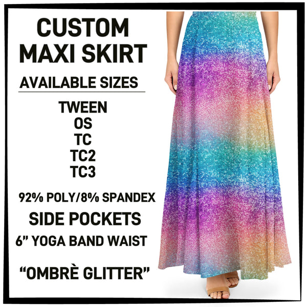 M1XI - Ombré Glitter Maxi Skirt with Pockets - Preorder ETA: Mid-July