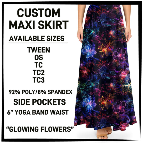 M1XI - Glowing Flowers Maxi Skirt with Pockets - Preorder ETA: Mid-July
