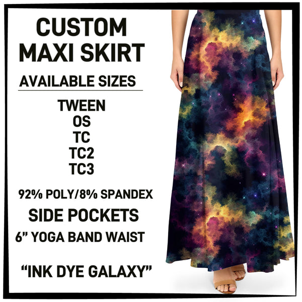 M1XI - Ink Dye Galaxy Maxi Skirt with Pockets - Preorder ETA: Mid-July