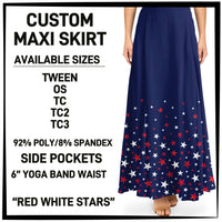 M1XI - Red White Stars Maxi Skirt with Pockets - Preorder ETA: Mid-July