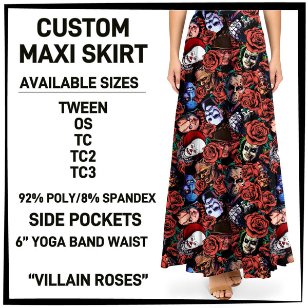 M1XI - Villain Roses Maxi Skirt with Pockets - Preorder ETA: Mid-July