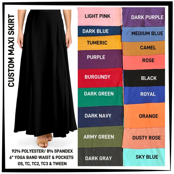 M1XI - Solid Color Water-Print Maxi Skirt with Pockets - Preorder ETA: Mid-July