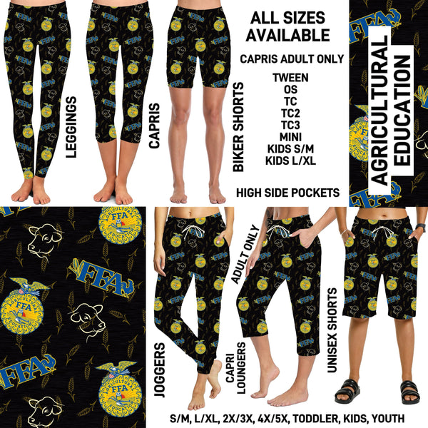 239BT - Agricultural Education Biker/Capris/Leggings with High Side Pockets - Preorder ETA: Early March