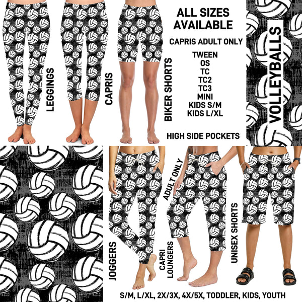 239BT - Volleyballs Biker/Capris/Leggings with High Side Pockets - Preorder ETA: Early March