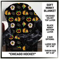 M3BK - Chicago Hockey Minky Blanket - Preorder ETA: Mid March