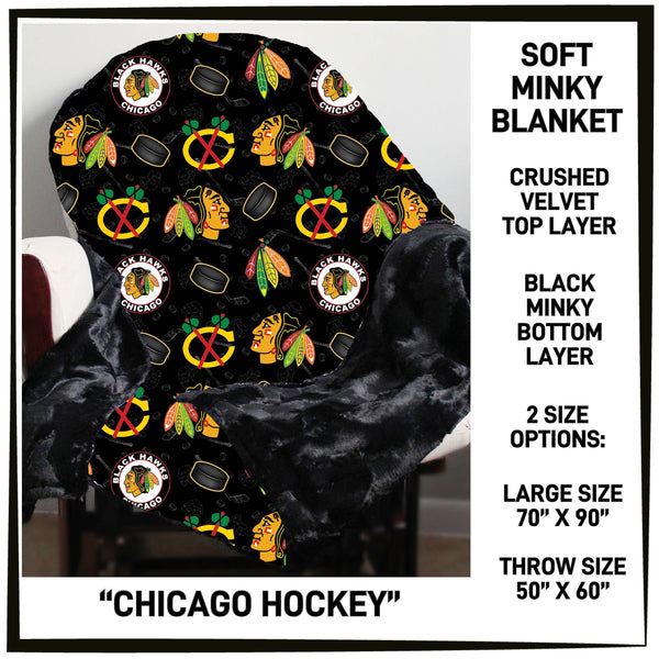 M3BK - Chicago Hockey Minky Blanket - Preorder ETA: Mid March