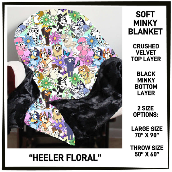 M3BK - Heeler Floral Minky Blanket - Preorder ETA: Mid March