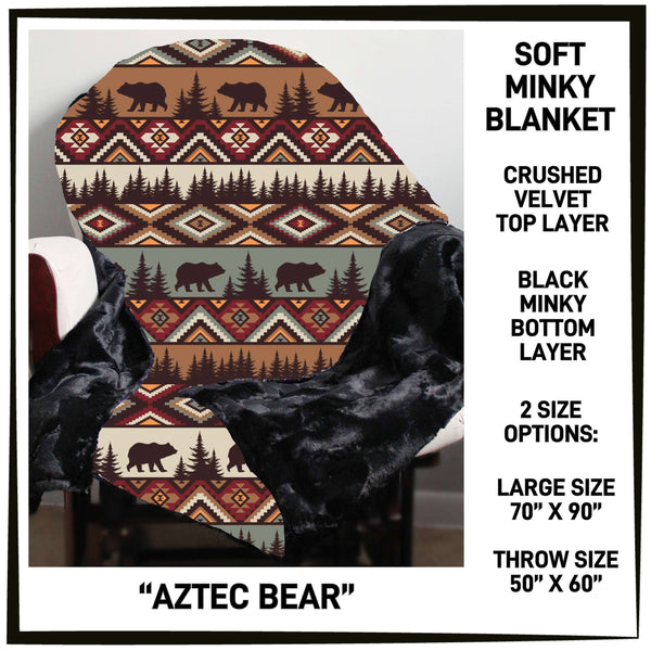 M3BK - Aztec Bear Minky Blanket - Preorder ETA: Mid March