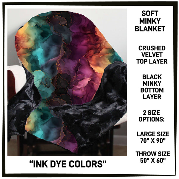 M3BK - Ink Dye Colors Minky Blanket - Preorder ETA: Mid March