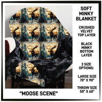 M3BK - Moose Scene Minky Blanket - Preorder ETA: Mid March