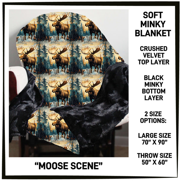 M3BK - Moose Scene Minky Blanket - Preorder ETA: Mid March