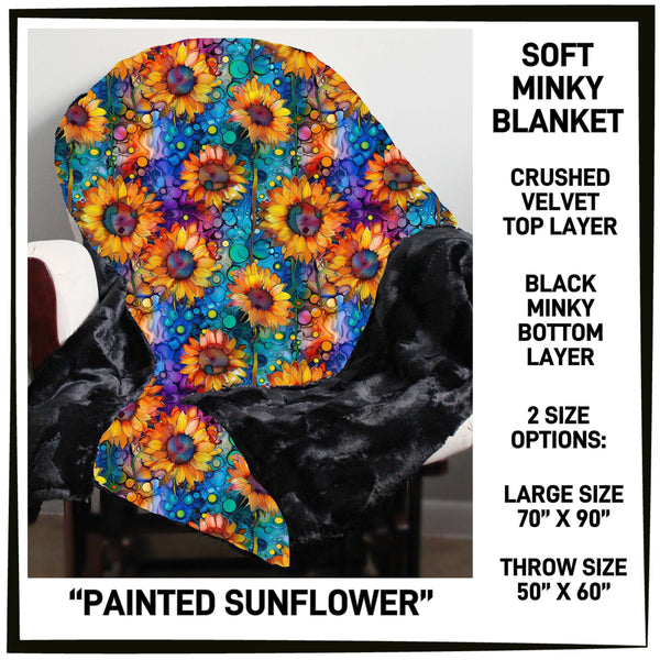 M3BK - Painted Sunflower Minky Blanket - Preorder ETA: Mid March