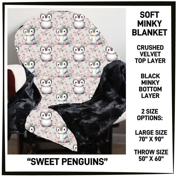 M3BK - Sweet Penguins Minky Blanket - Preorder ETA: Mid March