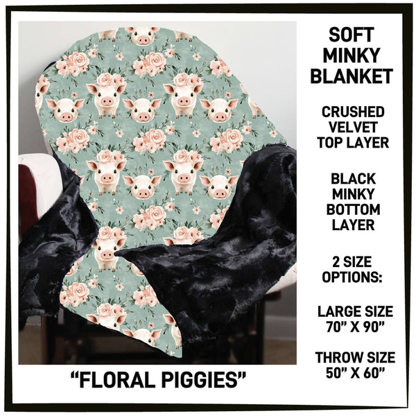 M3BK - Floral Piggies Minky Blanket - Preorder ETA: Mid March