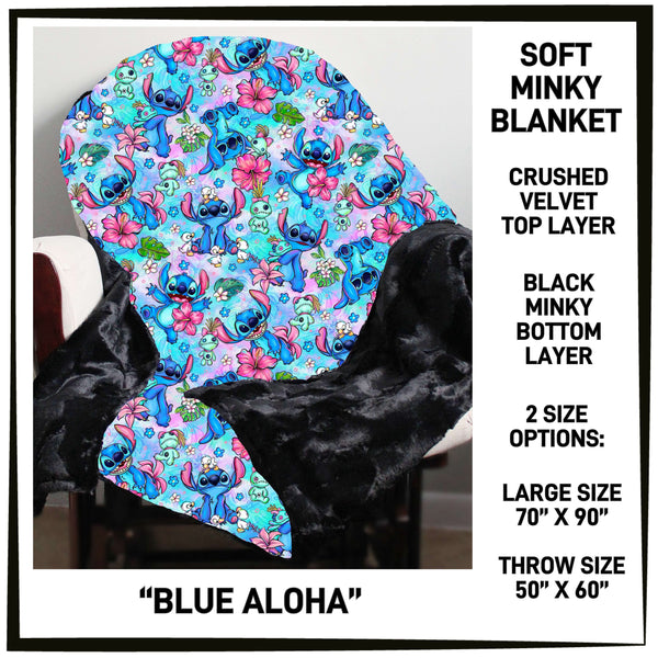 M3BK - Blue Aloha Minky Blanket - Preorder ETA: Mid March