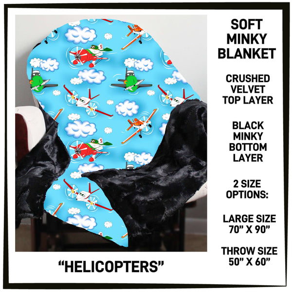 M3BK - Helicopters Minky Blanket - Preorder ETA: Mid March