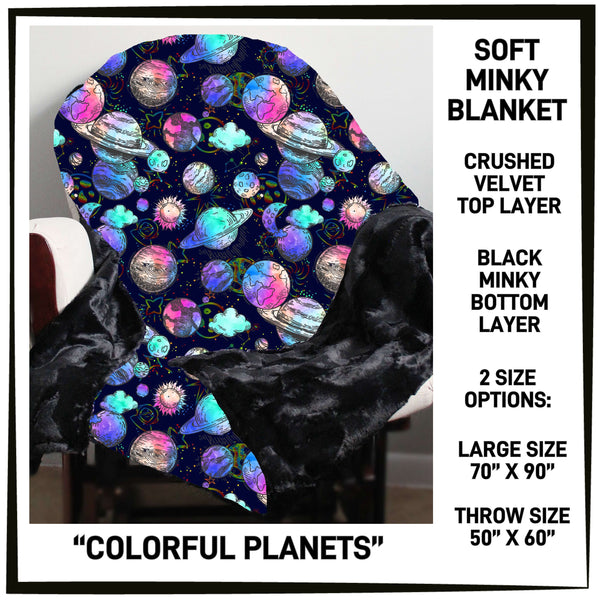 M3BK - Colorful Planets Minky Blanket - Preorder ETA: Mid March