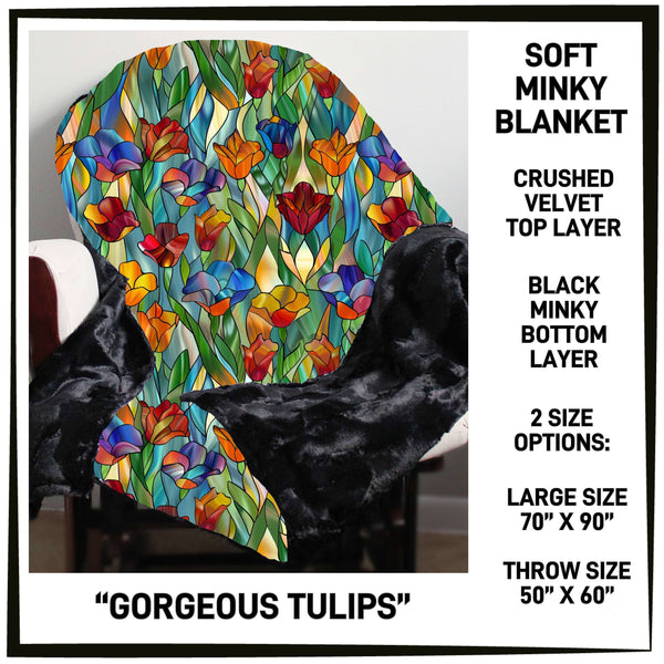 M3BK - Gorgeous Tulips Minky Blanket - Preorder ETA: Mid March