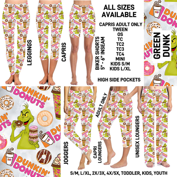267BT - Green Dunk Biker/Capris/Leggings with High Side Pockets - Preorder ETA: Late Nov