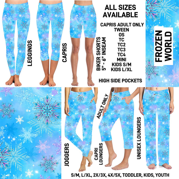 267BT - Frozen World Biker/Capris/Leggings with High Side Pockets - Preorder ETA: Late Nov