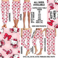 267BT - Kitty Canes Unisex Full Joggers/Full/Capri Loungers - Preorder ETA: Late Nov