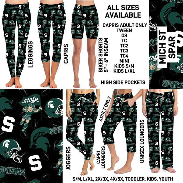 267BT - Mich St Spar Unisex Full Joggers/Full/Capri Loungers - Preorder ETA: Late Nov