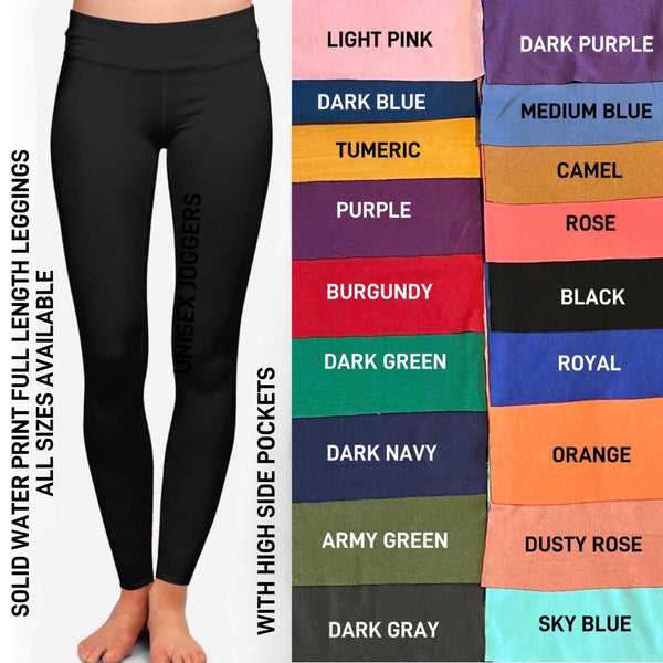 BY2L - Water Print Solids Leggings with High Side Pockets - Preorder ETA: Late Nov