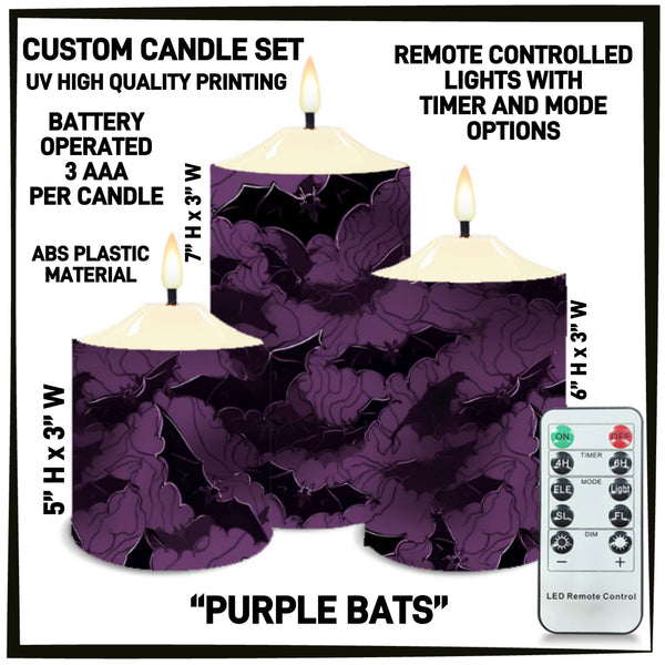 CS2B - Purple Bats 3-Piece Battery Operated Candle Set - Preorder ETA: Mid-Dec