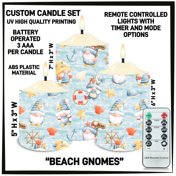 CS2B - Beach Gnomes 3-Piece Battery Operated Candle Set - Preorder ETA: Mid-Dec