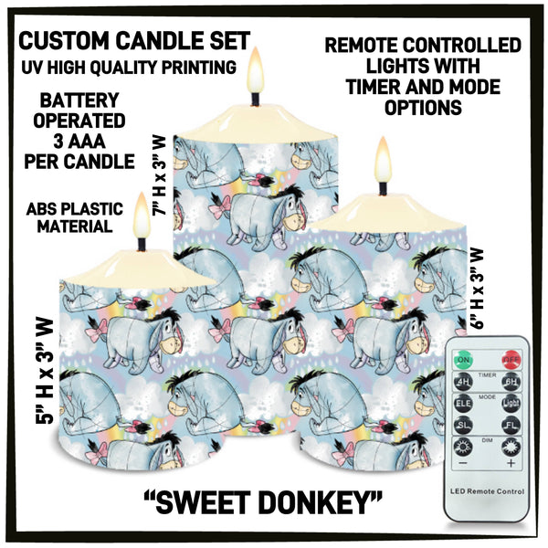 CS2B - Sweet Donkey 3-Piece Battery Operated Candle Set - Preorder ETA: Mid-Dec