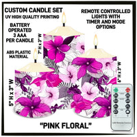 CS2B - Pink Floral 3-Piece Battery Operated Candle Set - Preorder ETA: Mid-Dec