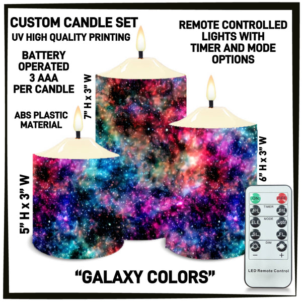 CS2B - Galaxy Colors 3-Piece Battery Operated Candle Set - Preorder ETA: Mid-Dec